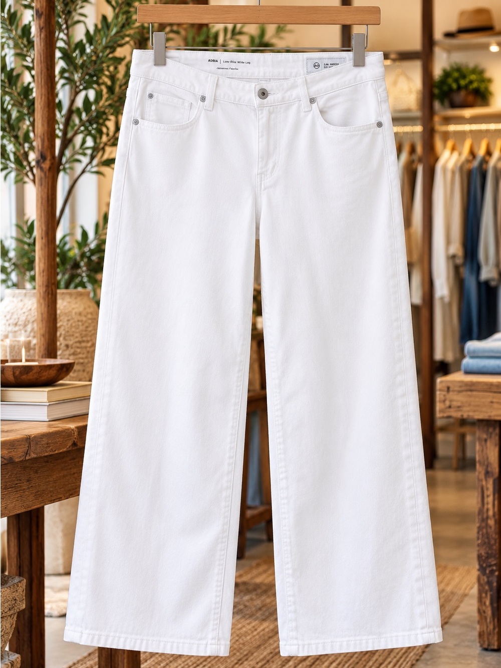 AG Adria Low Rise Wide Leg Jeans Size 30 White Japanese Denim